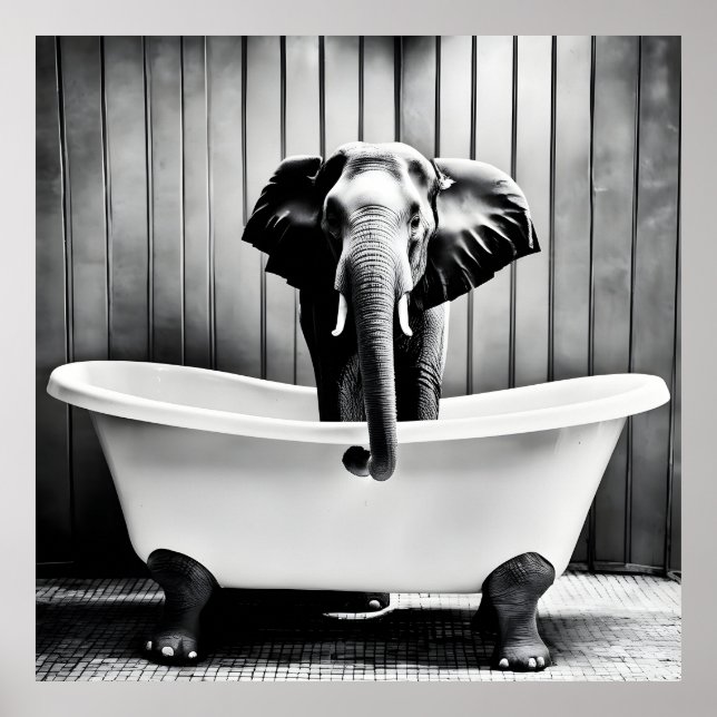 Elephant in bath poster (Front)