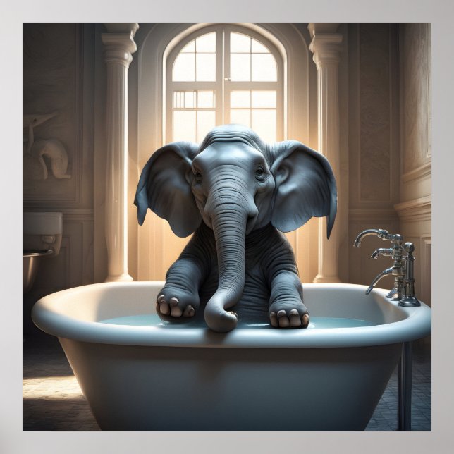 Elephant in bath poster (Front)