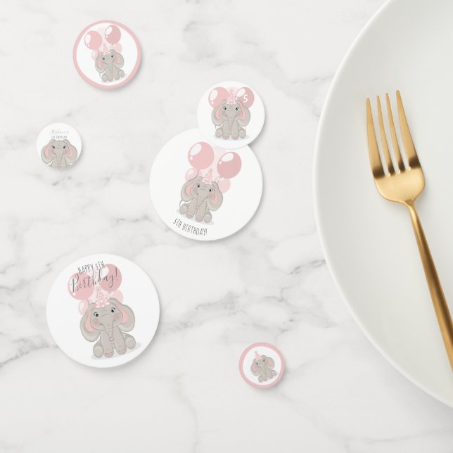 Elephant in Birthday Party Hat Confetti (Group)