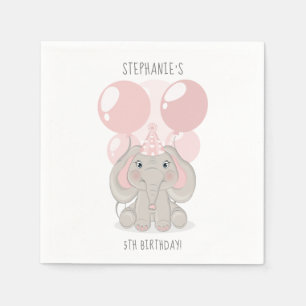 Elephant in Birthday Party Hat Napkin