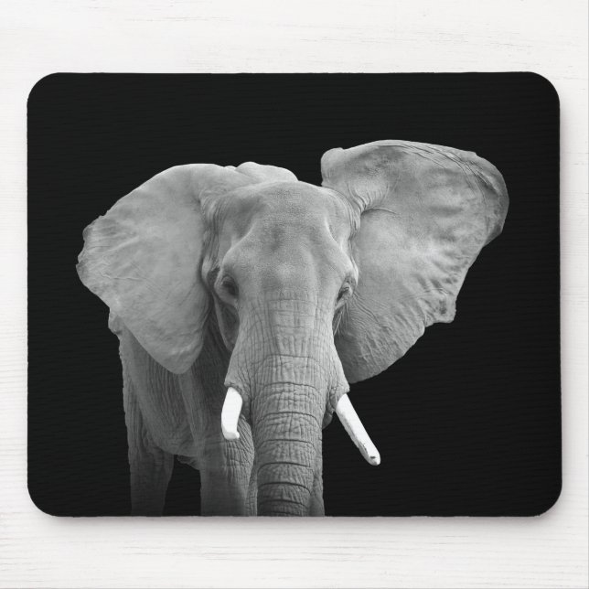 Elephant in Black and White Mouse Mat (Front)