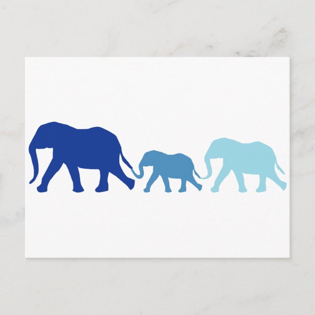 Elephant in Blue Postcard (Front)