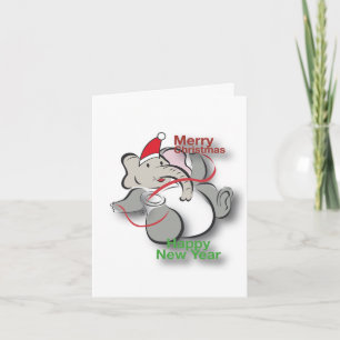 Elephant in Christmas Holiday Card