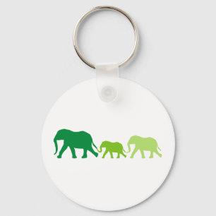 Elephant in Green Key Ring