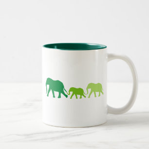 Elephant in Green Two-Tone Coffee Mug