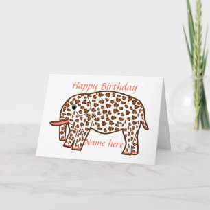 elephant in leopard print personal greeting card