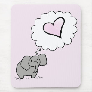 Elephant in love mouse mat