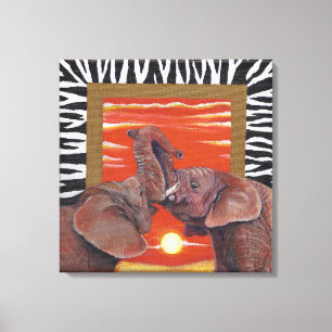 Elephant in Love Sunset and Zebra print