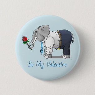 Elephant in Love Valentine's Day 6 Cm Round Badge