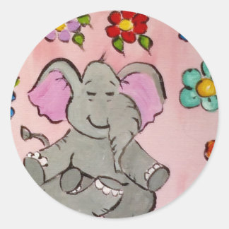 Elephant in meditation classic round sticker