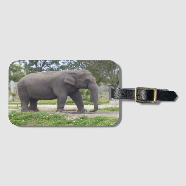 Elephant in Quiet Meadow Luggage Tag (Front Horizontal)
