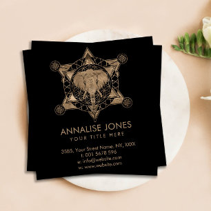 Elephant in Sacred Geometry Composition Square Business Card