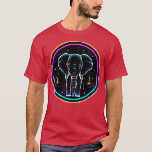 Elephant in Space Wild Animals Cosmic Neon Graphic T-Shirt
