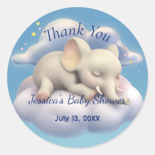 Elephant In The Clouds Baby Shower Classic Round Sticker