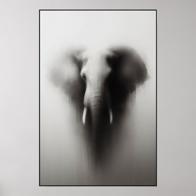 Elephant in the Mist Abstract Poster (Front)