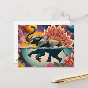Elephant in the pool postcard