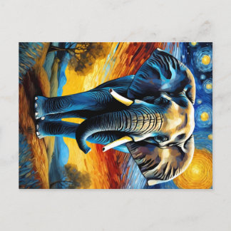 Elephant in the starry night postcard