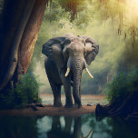Elephant in the Wild Jigsaw Puzzle<br><div class="desc">Elephant in the Wild Jigsaw Puzzle. This graphic design artwork of a beautiful wild animal,  an elephant,  standing in their enviroment of our natures jungle.</div>