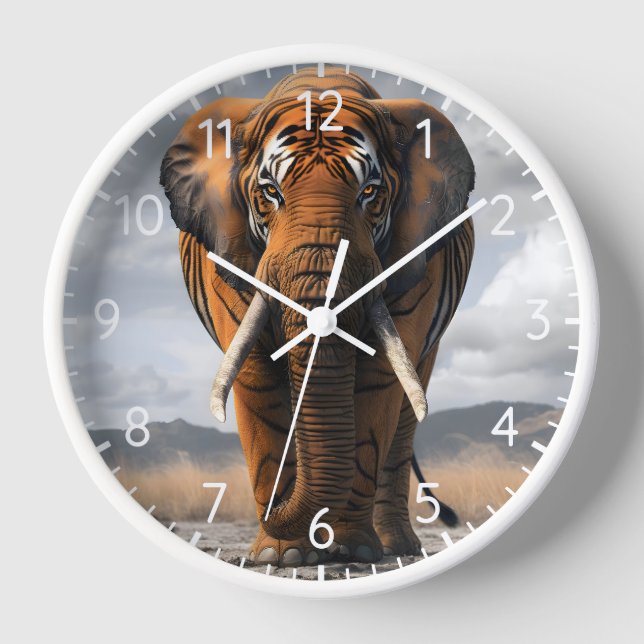 Elephant In Tiger Disguise Clock (Front)