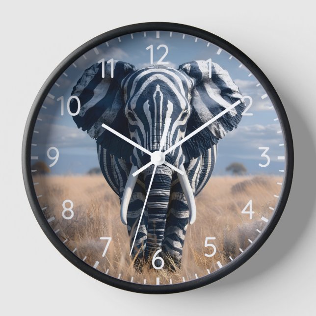 Elephant In Zebra Disguise Clock (Front)