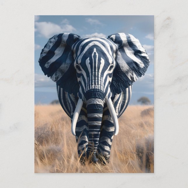 Elephant In Zebra Disguise Postcard (Front)