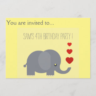 Elephant infants kids birthday party invitation