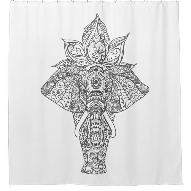 Elephant Inspired Shower Curtain (Front)
