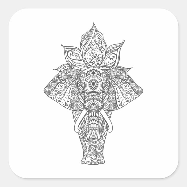 Elephant Inspired Square Sticker (Front)