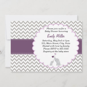 Elephant Invitation Purple Chevron Baby Shower