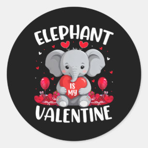Elephant Is My Valentine Love Hearts Elephant Vale Classic Round Sticker