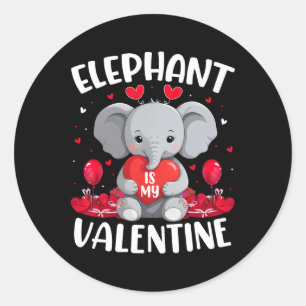 Elephant Is My Valentine Love Hearts Elephant Vale Classic Round Sticker