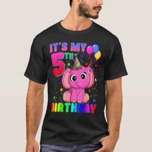 Elephant It's My 5th Birthday Animal  Kids Boys Gi T-Shirt