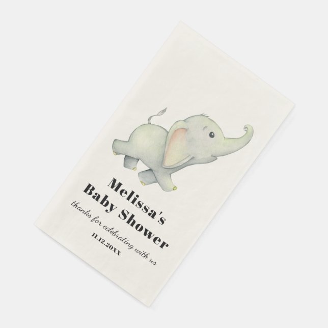 Elephant Jungle Baby Shower Napkin (Corner)
