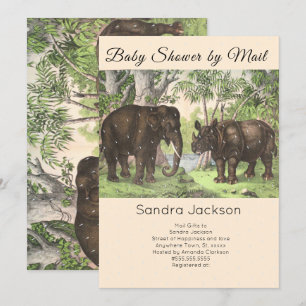 Elephant jungle Gender neutral Baby Shower by Mail Invitation