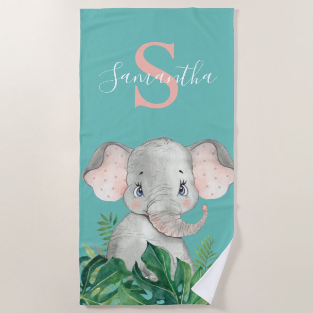 Elephant jungle safari  beach towel (Front)