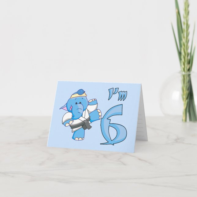 Elephant Karate 6th Birthday Invitation (Front)