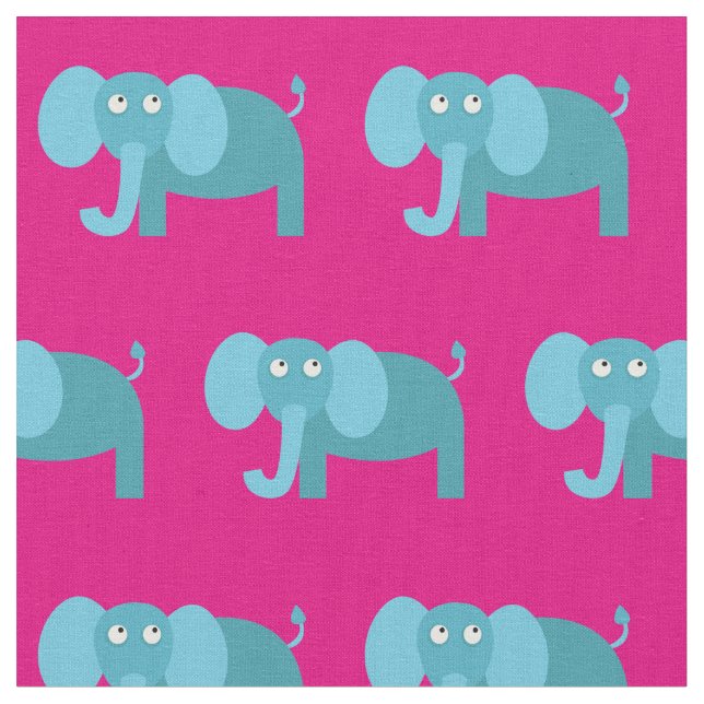 Elephant Kid Baby Nursery Pink Fabric (Close Up)