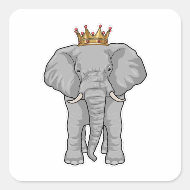 Elephant King Crown Square Sticker (Front)