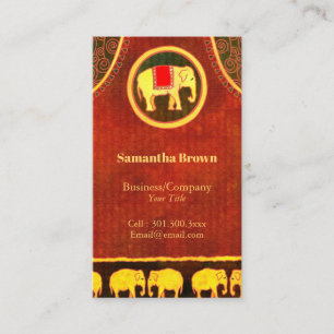 Elephant Kingdom Gold & Red Unique Business Card