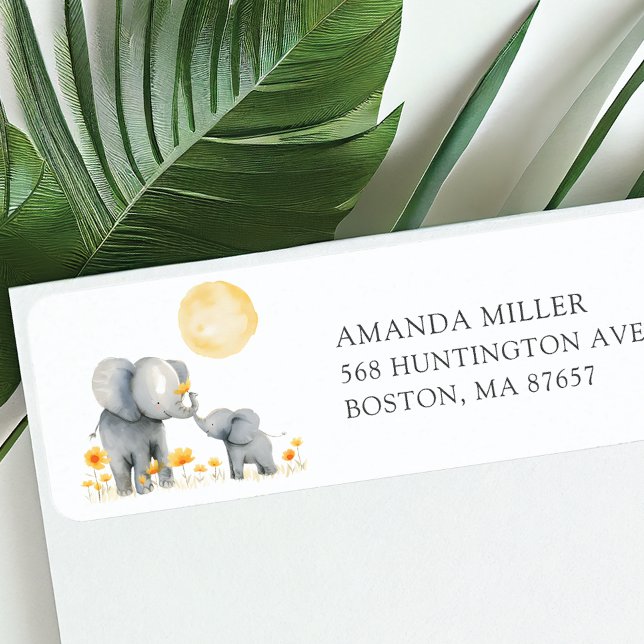 Elephant Kisses Baby Shower Address Label (Creator Uploaded)