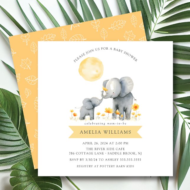 Elephant Kisses Baby Shower Invitation (Creator Uploaded)