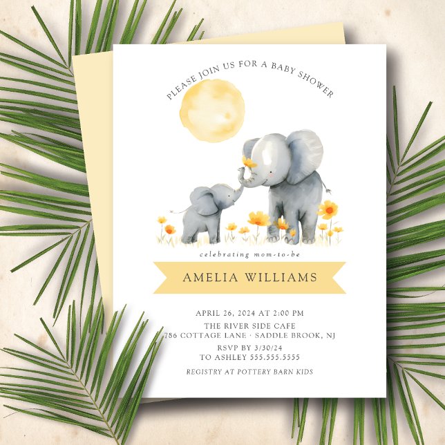 Elephant Kisses Baby Shower Invitation (Creator Uploaded)