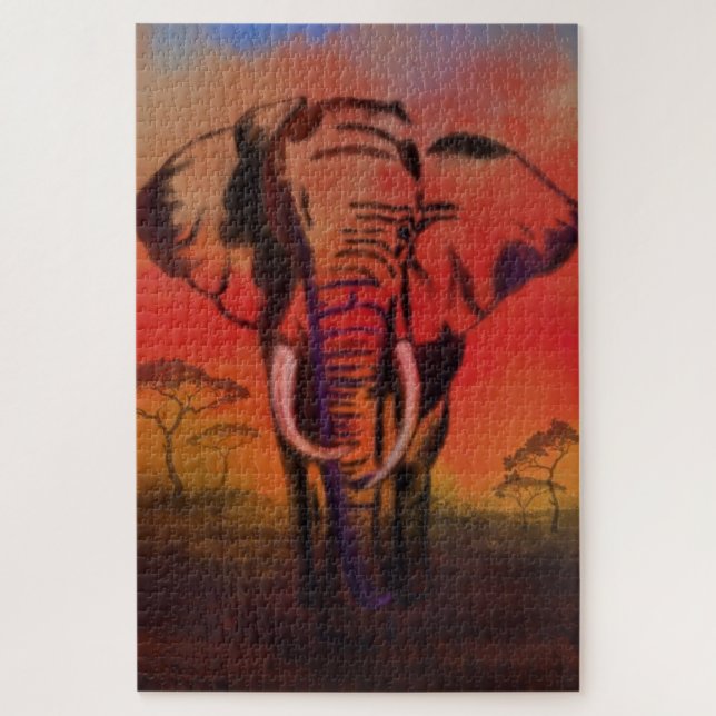 Elephant Leader - Drawing Art Collection - Jigsaw Puzzle (Vertical)