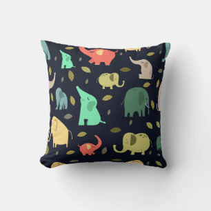 Elephant Leaf Background Colourful Flat Pattern Cushion