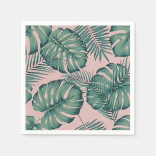 Elephant leaf print pink napkin
