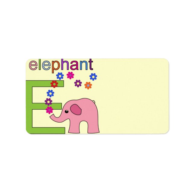 Elephant Letter E Address Label (Front)