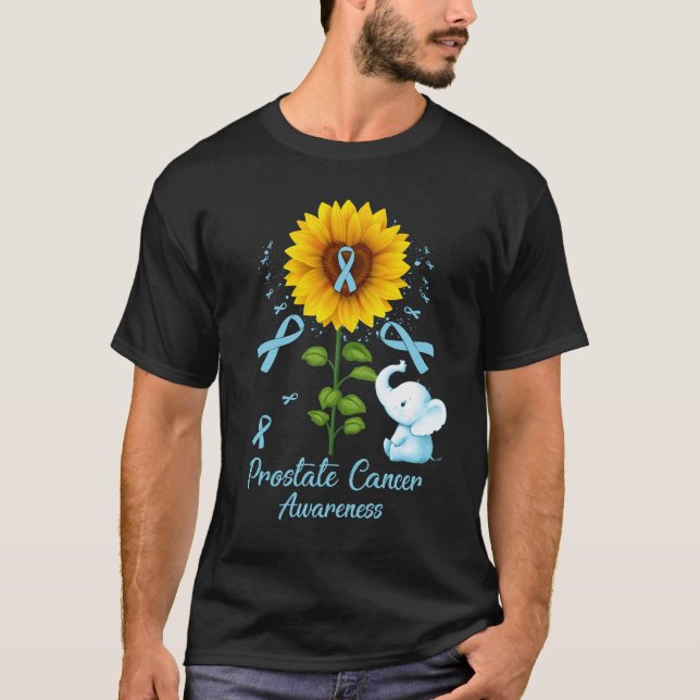 Elephant Light Blue Ribbon Prostate Cancer Awarene T-Shirt (Front)