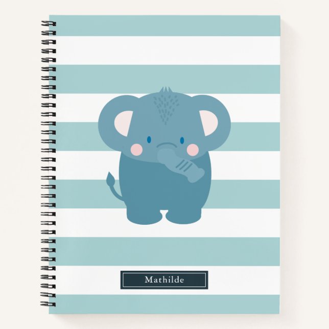 Elephant Light Blue Stripe Notebook (Front)