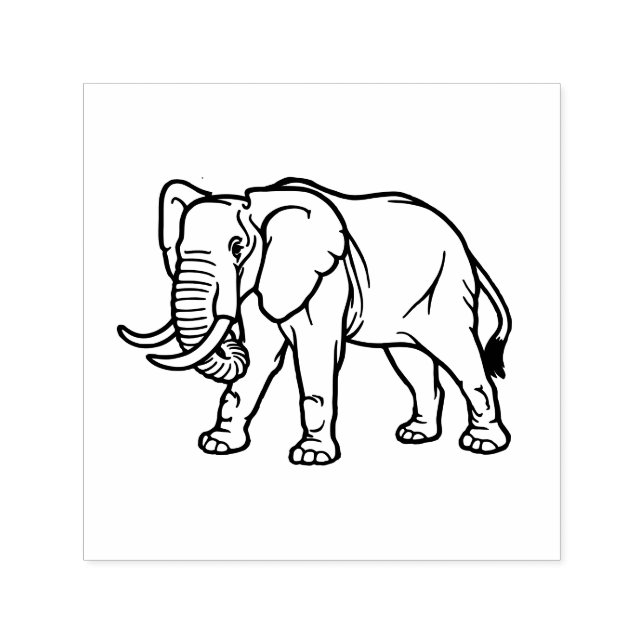 Elephant Line Art #2 Image Only, No Text Self-inking Stamp (Design)