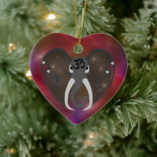 Elephant Listening to the Cosmos Ceramic Tree Decoration